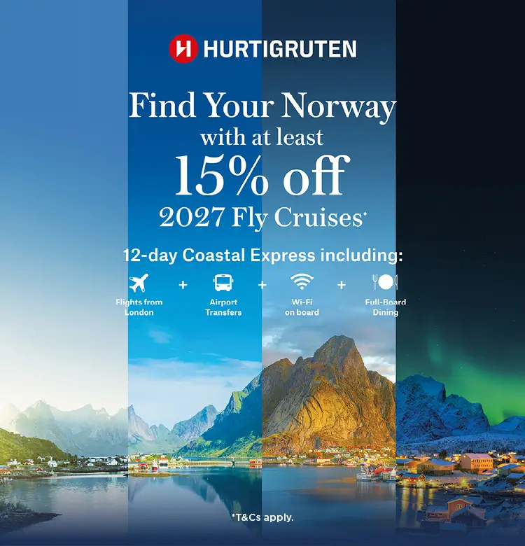 Hurtigruten 15% off 2027 Fly Cruises T&C's
